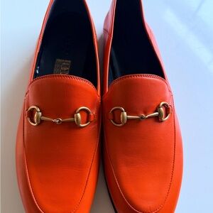 Gucci Orange Loafers with Gold Detail
